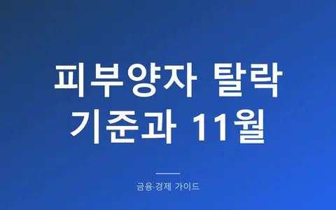 건강보험 피부양자 탈락, 왜 11월에 통보가 올까? (소득 2,000만원·재산 과세표준 5.4억 기준과 부부 동반 탈락)